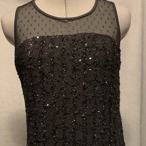 Dex - Black sparkle dress with polka dot detail on top - Size M